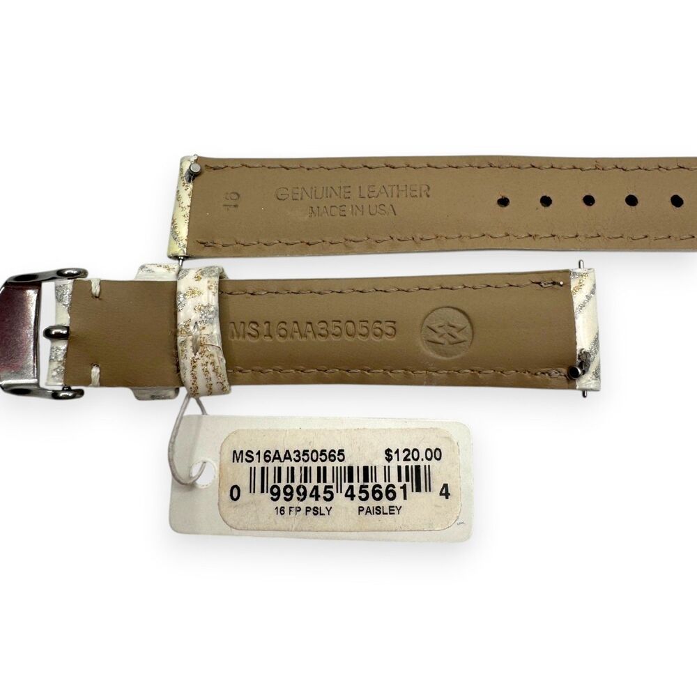 Michele 16mm Ivory Paisley Watch Strap Gold Silver NWT - Picture 4 of 6